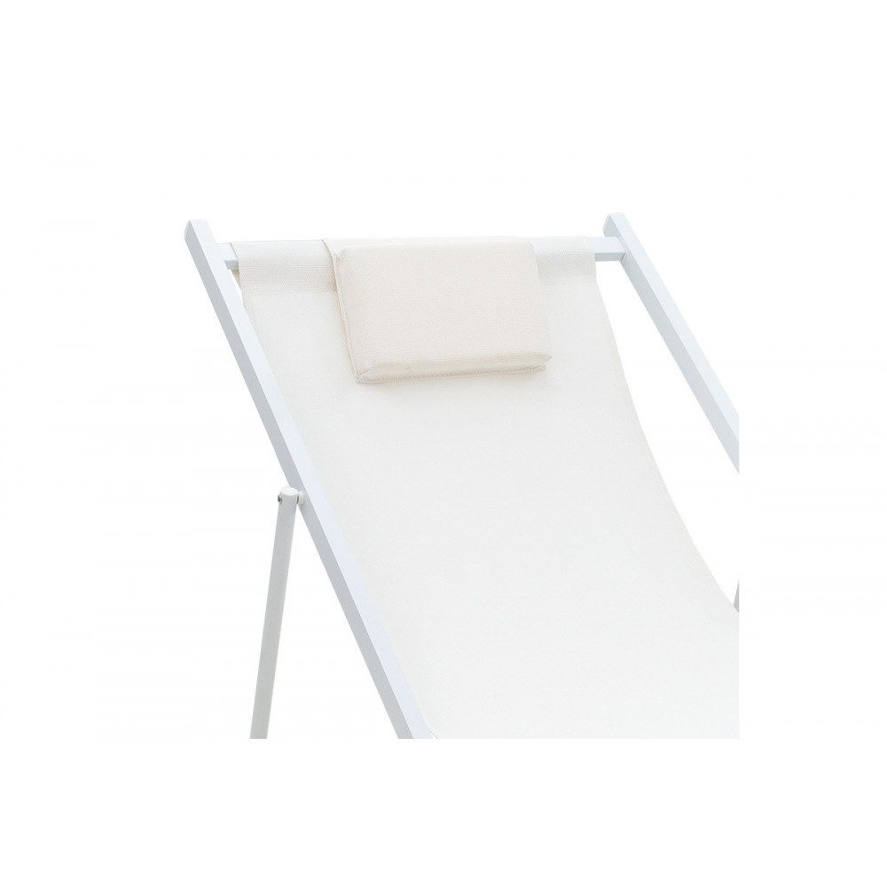 Σεζλόνγκ "CORTE" από αλουμίνιο/textilene σε λευκό/μπεζ χρώμα 102x61x92