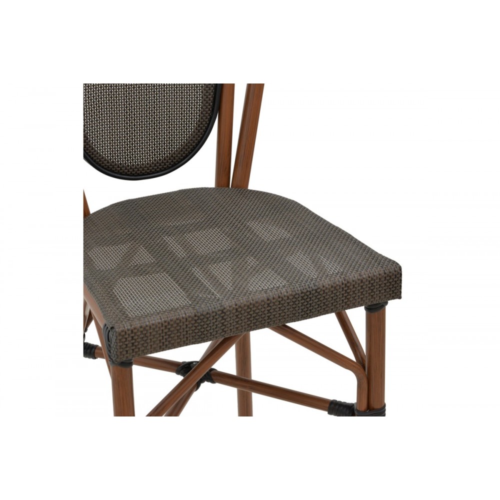 Σκαμπό μπαρ "DEZYAN" από αλουμίνιο/textilene σε καρυδί/γκρι χρώμα 41.5x53.5x116