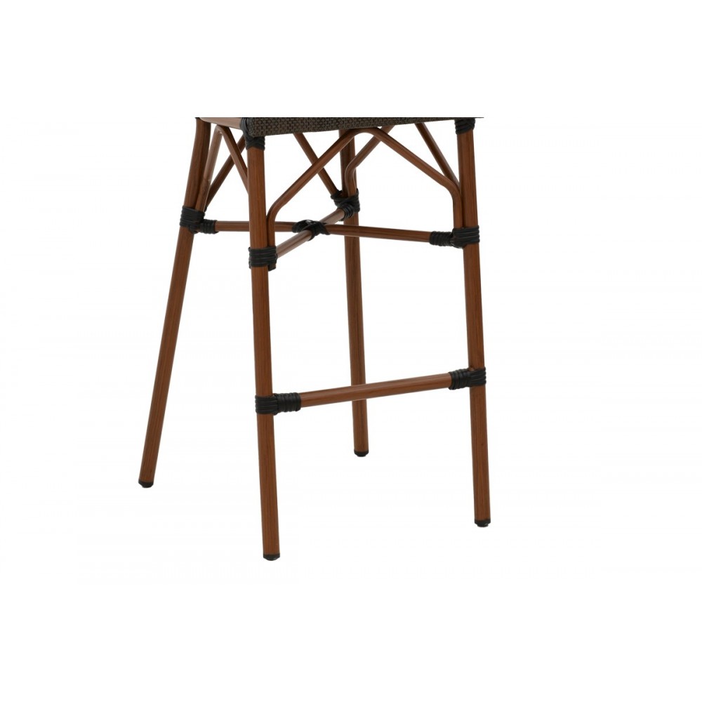 Σκαμπό μπαρ "DEZYAN" από αλουμίνιο/textilene σε καρυδί/γκρι χρώμα 41.5x53.5x116