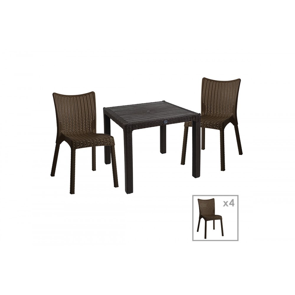 Τραπεζαρία κήπου "EXPLORE-CONFIDENT" 5τμχ από pp σε καφέ χρώμα 90x90x73,5