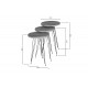 Βοηθητικά τραπέζια "WAKMI" 3τμχ από μέταλλο σε φυσικό/μαύρο χρώμα 33x33x55