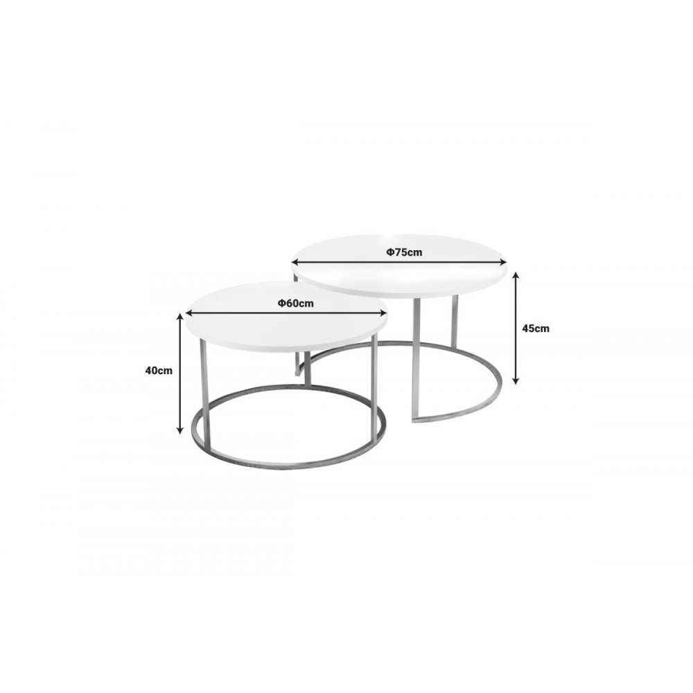 Τραπέζια σαλονιού "SOLME" 2τμχ από μέταλλο σε μπεζ/χρυσό χρώμα 75x75x45