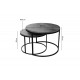 Τραπέζια σαλονιού "SOLME" 2τμχ από μέταλλο σε γκρι μαρμάρου/μαύρο χρώμα 75x75x45