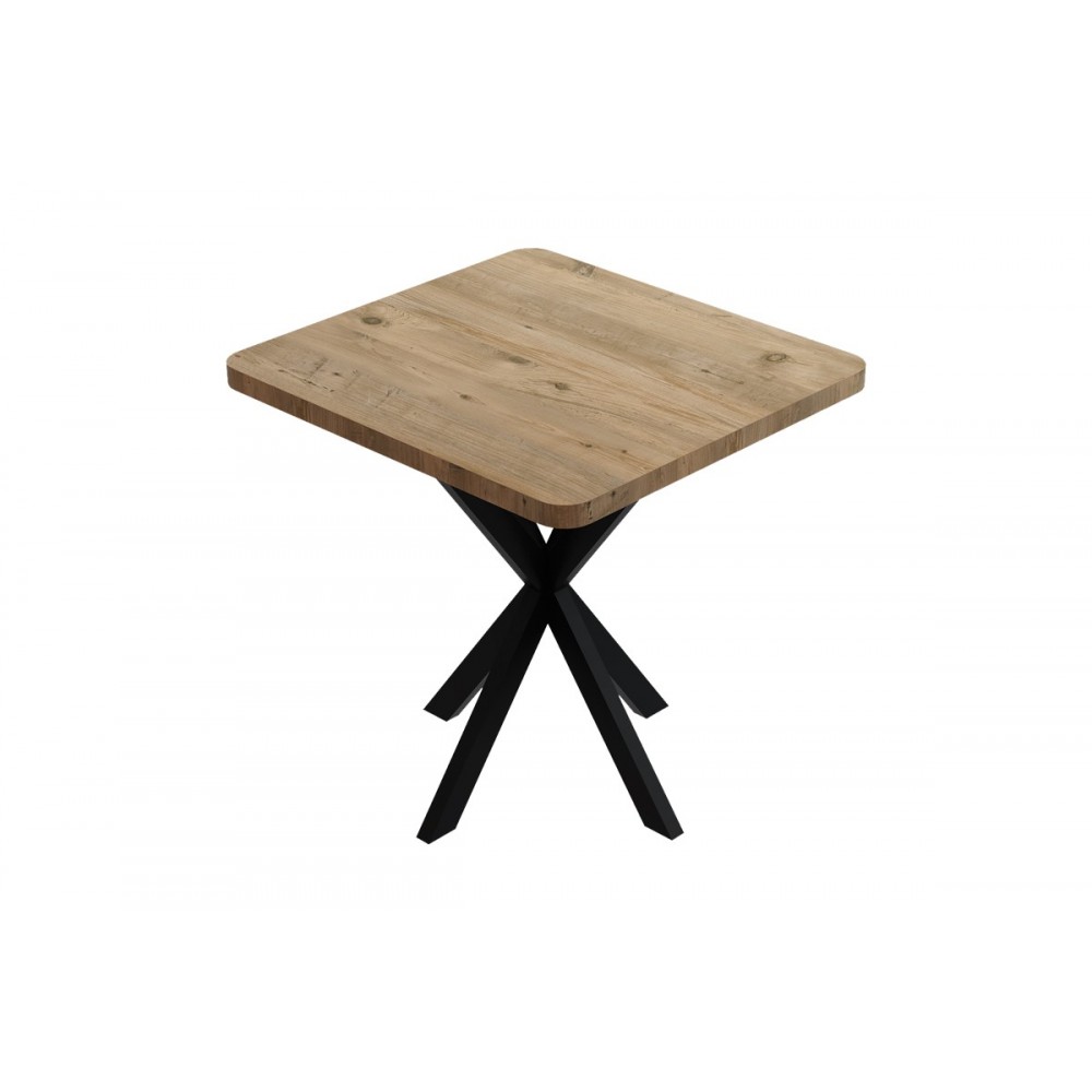 Τραπέζι "PRESTONE" από μέταλλο σε oak/μαύρο χρώμα 70x70x75
