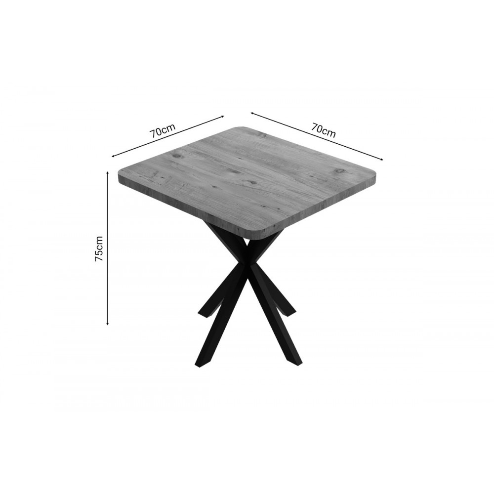 Τραπέζι "PRESTONE" από μέταλλο σε oak/μαύρο χρώμα 70x70x75