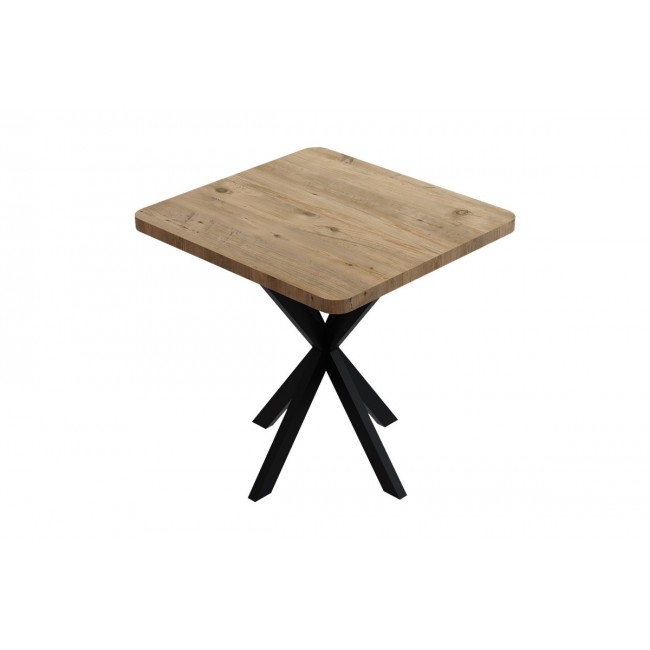 Τραπέζι "PRESTONE" από μέταλλο σε oak/μαύρο χρώμα 70x70x75