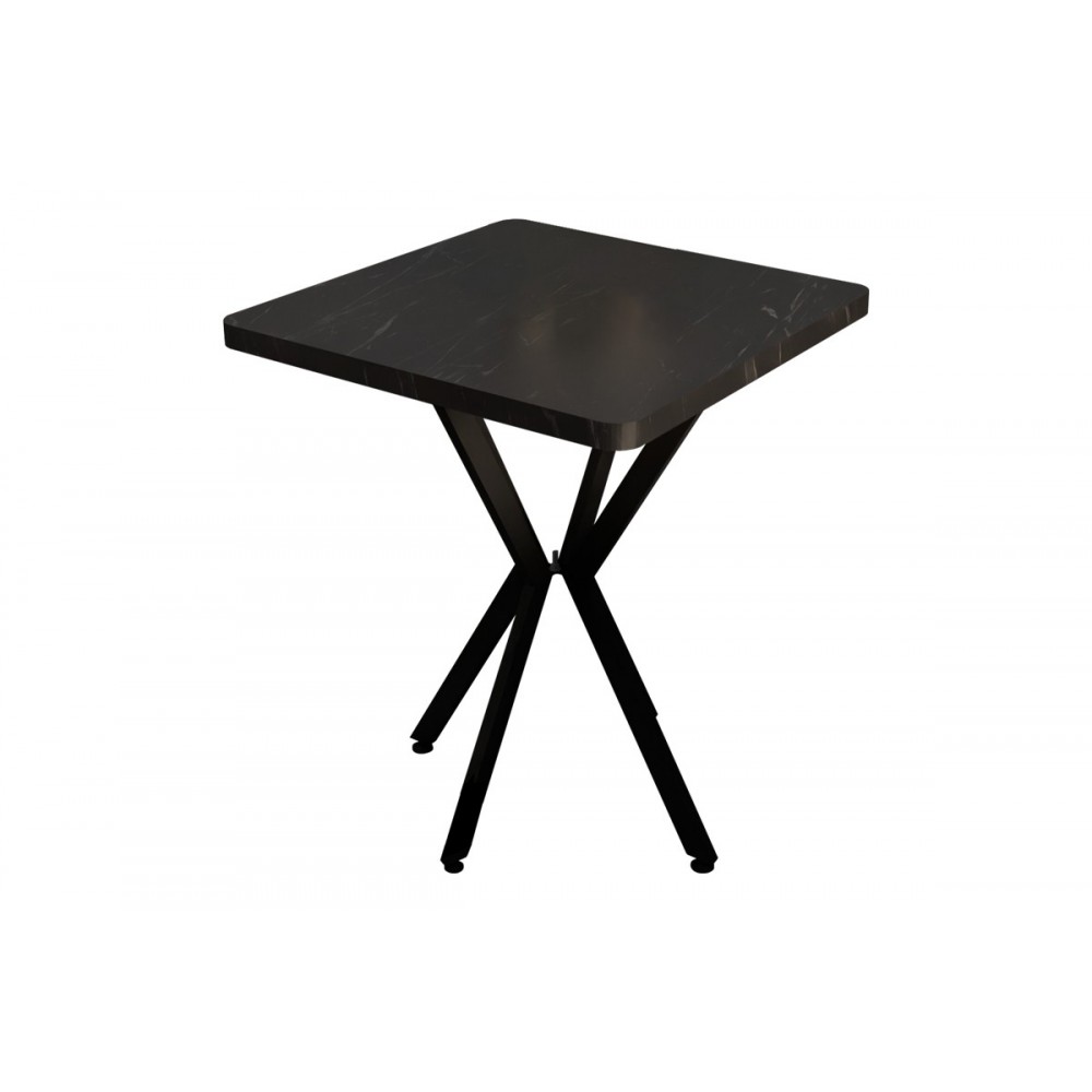 Τραπέζι "PRESTONE" από μέταλλο σε μαύρο χρώμα μαρμάρου 70x70x75