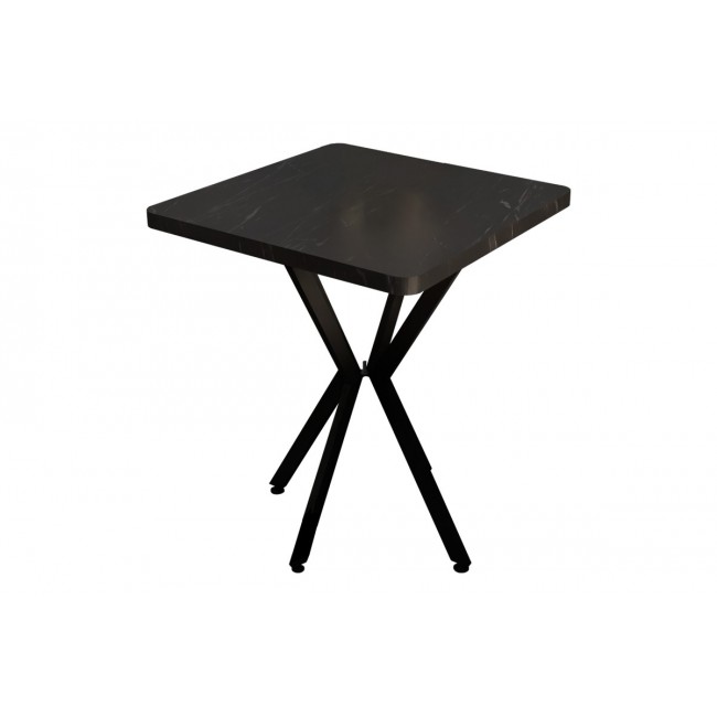 Τραπέζι "PRESTONE" από μέταλλο σε μαύρο χρώμα μαρμάρου 70x70x75