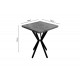 Τραπέζι "PRESTONE" από μέταλλο σε λευκό μαρμάρου/μαύρο χρώμα 70x70x75