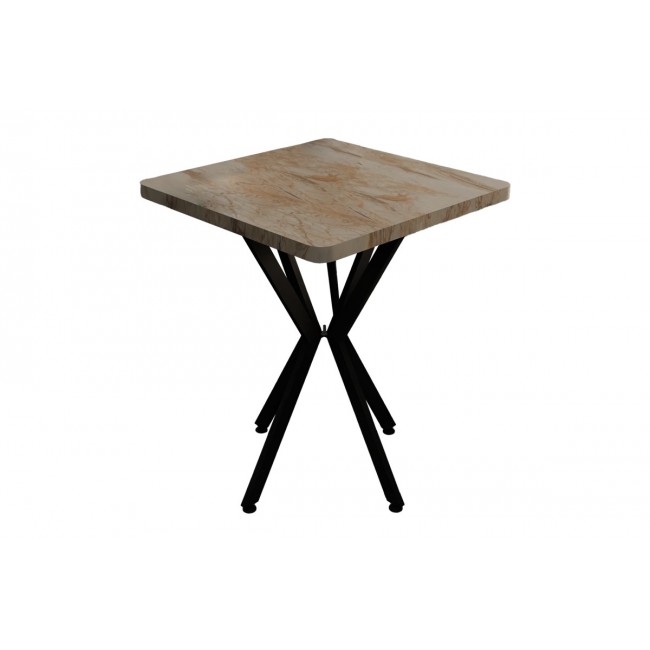 Τραπέζι "PRESTONE" από μέταλλο σε λευκό μαρμάρου/μαύρο χρώμα 70x70x75