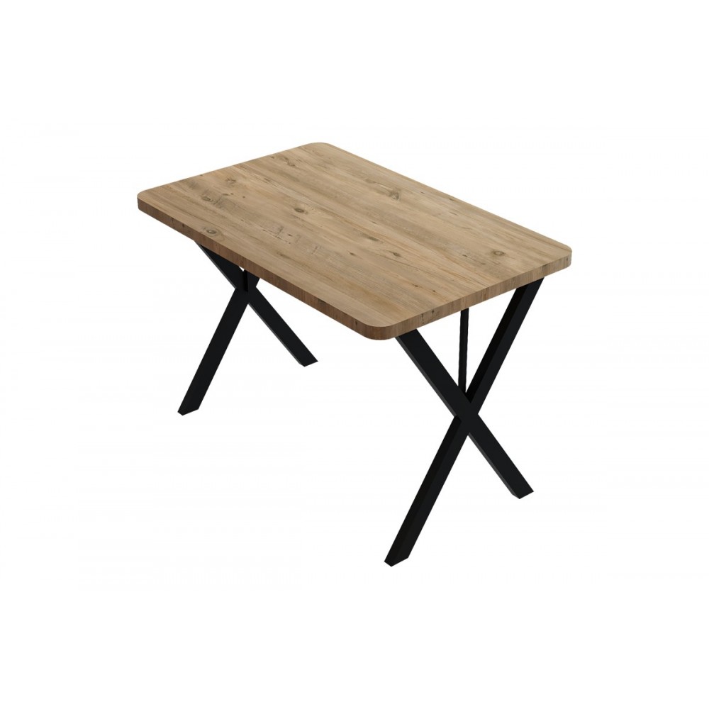 Τραπέζι "ZERYIN" από μέταλλο σε oak/μαύρο χρώμα 70x110x75