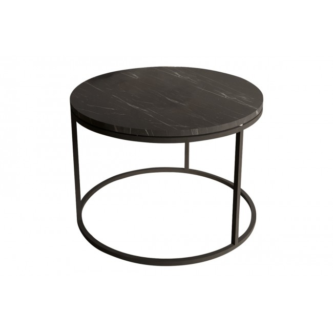 Τραπέζι σαλονιού "DRION" από μέταλλο σε μαύρο χρώμα μαρμάρου Φ60x40