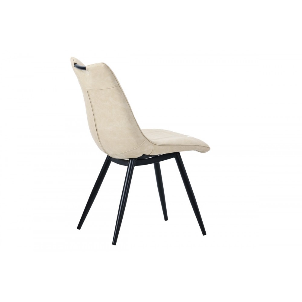 Καρέκλα "NELY" από τεχνόδερμα/μέταλλο σε μπεζ/μαύρο χρώμα 45x61x85