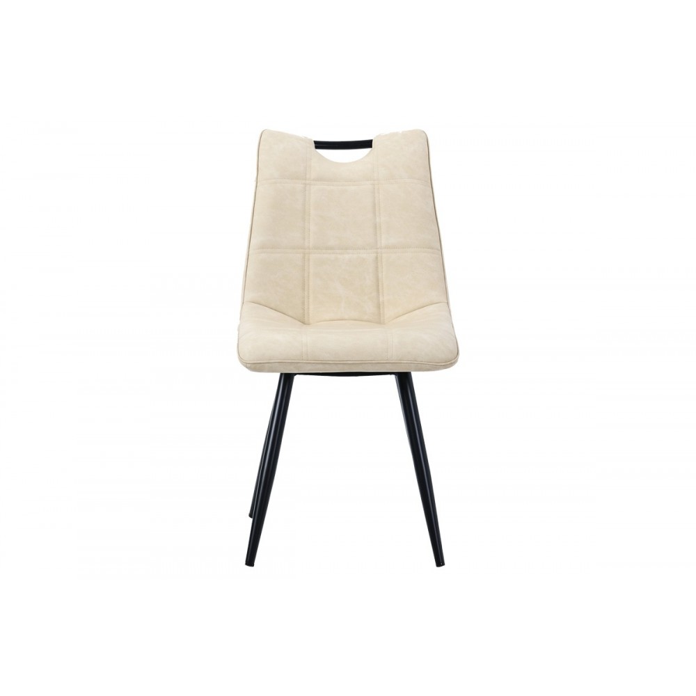 Καρέκλα "NELY" από τεχνόδερμα/μέταλλο σε μπεζ/μαύρο χρώμα 45x61x85