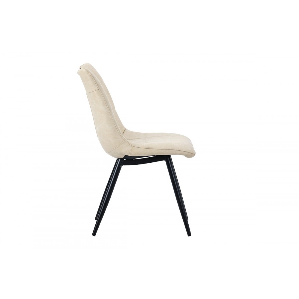 Καρέκλα "NELY" από τεχνόδερμα/μέταλλο σε μπεζ/μαύρο χρώμα 45x61x85