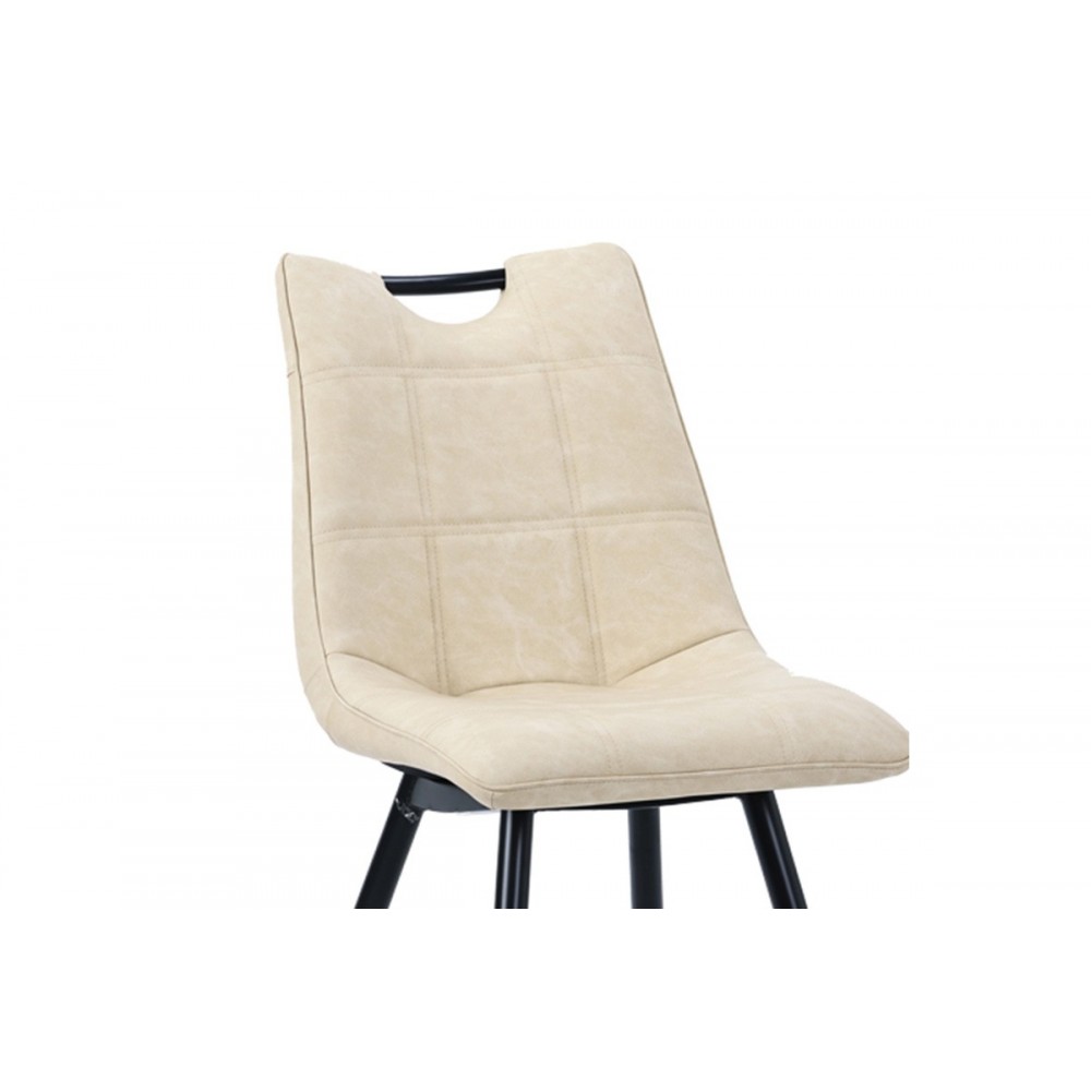 Καρέκλα "NELY" από τεχνόδερμα/μέταλλο σε μπεζ/μαύρο χρώμα 45x61x85