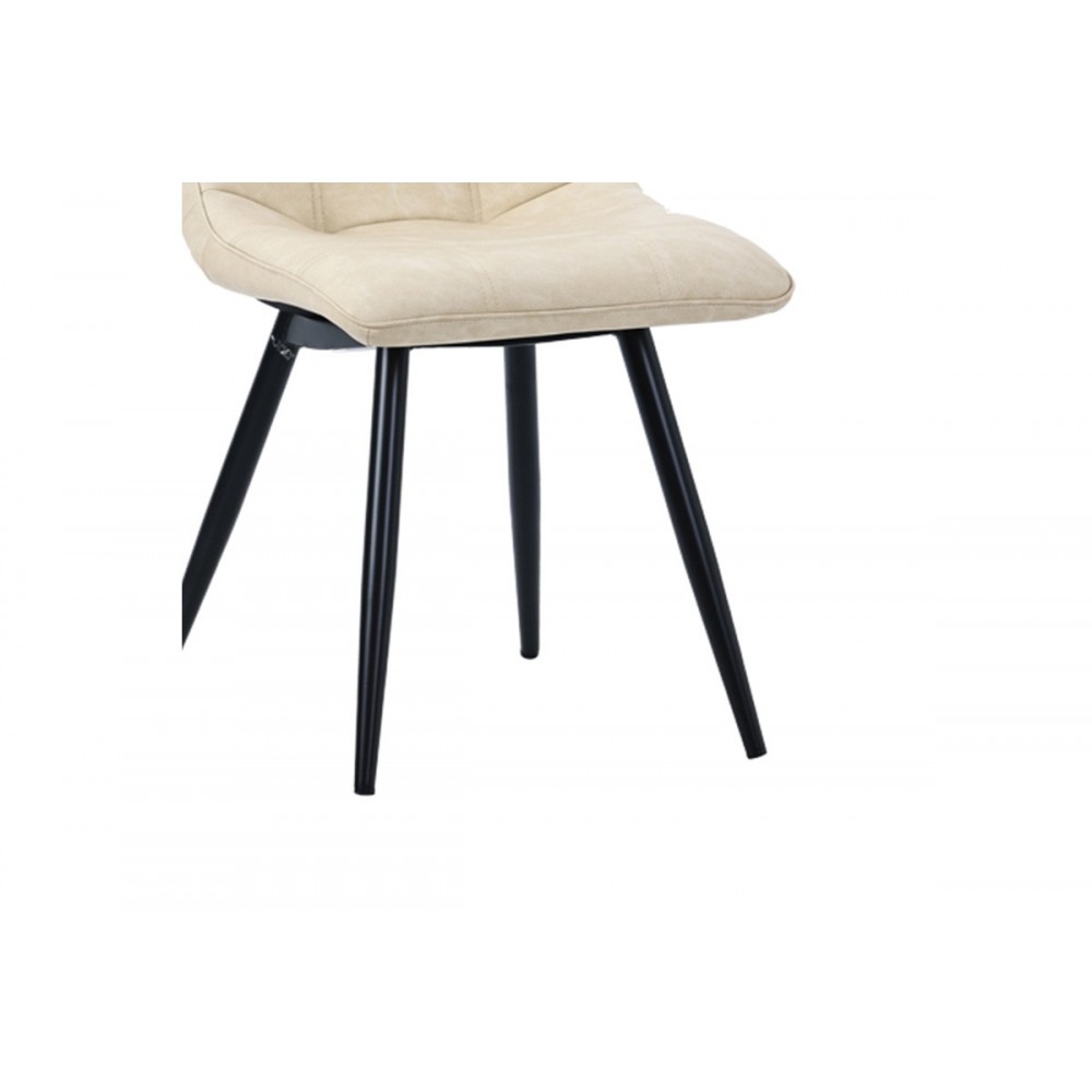 Καρέκλα "NELY" από τεχνόδερμα/μέταλλο σε μπεζ/μαύρο χρώμα 45x61x85