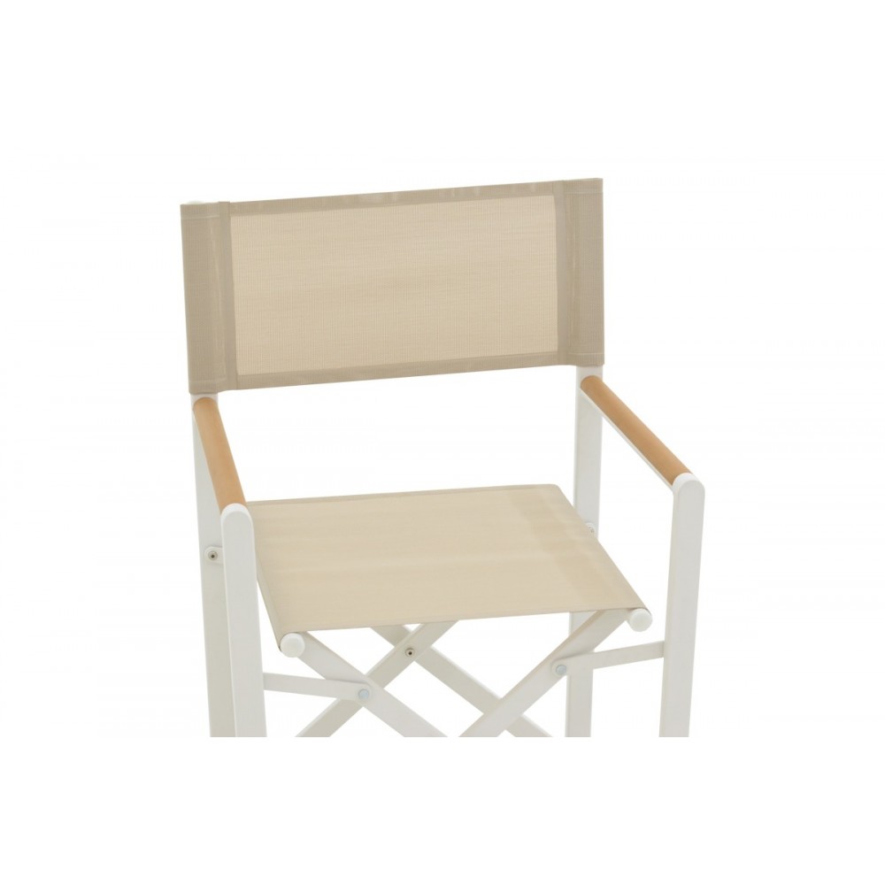 Πολυθρόνα σκηνοθέτη "MABU" από αλουμίνιο σε λευκό χρώμα 56x48x86