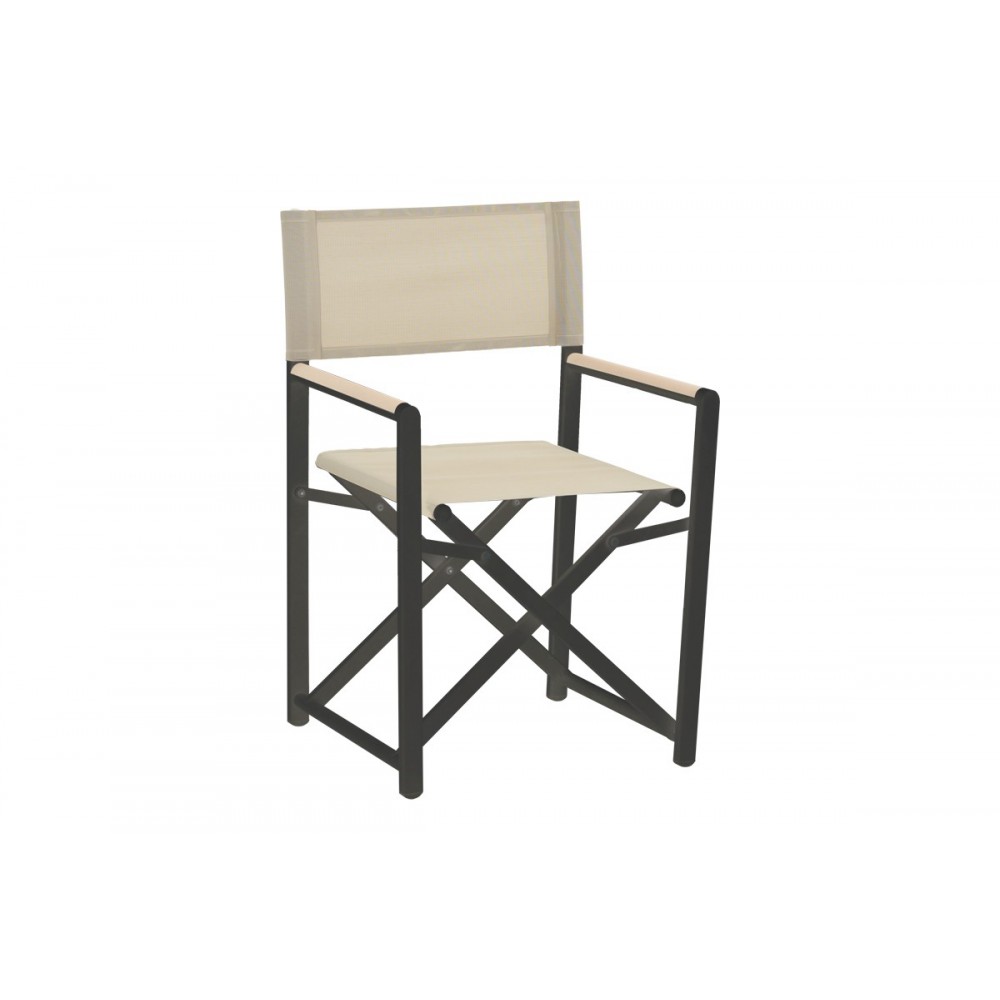 Πολυθρόνα σκηνοθέτη "MABU" από αλουμίνιο σε ανθρακί χρώμα 56x48x86