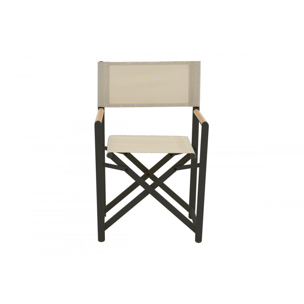 Πολυθρόνα σκηνοθέτη "MABU" από αλουμίνιο σε ανθρακί χρώμα 56x48x86