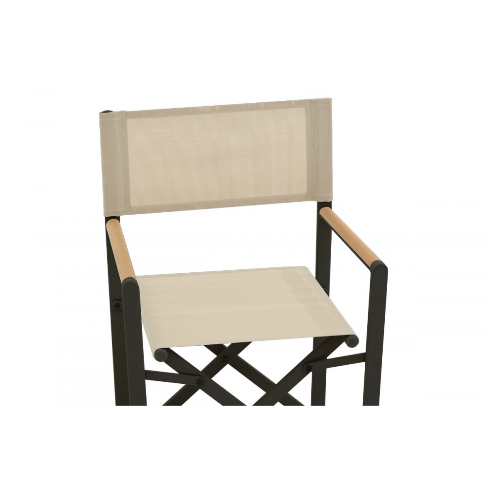 Πολυθρόνα σκηνοθέτη "MABU" από αλουμίνιο σε ανθρακί χρώμα 56x48x86