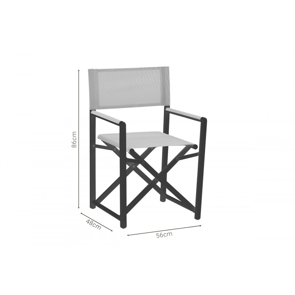 Πολυθρόνα σκηνοθέτη "MABU" από αλουμίνιο σε ανθρακί χρώμα 56x48x86