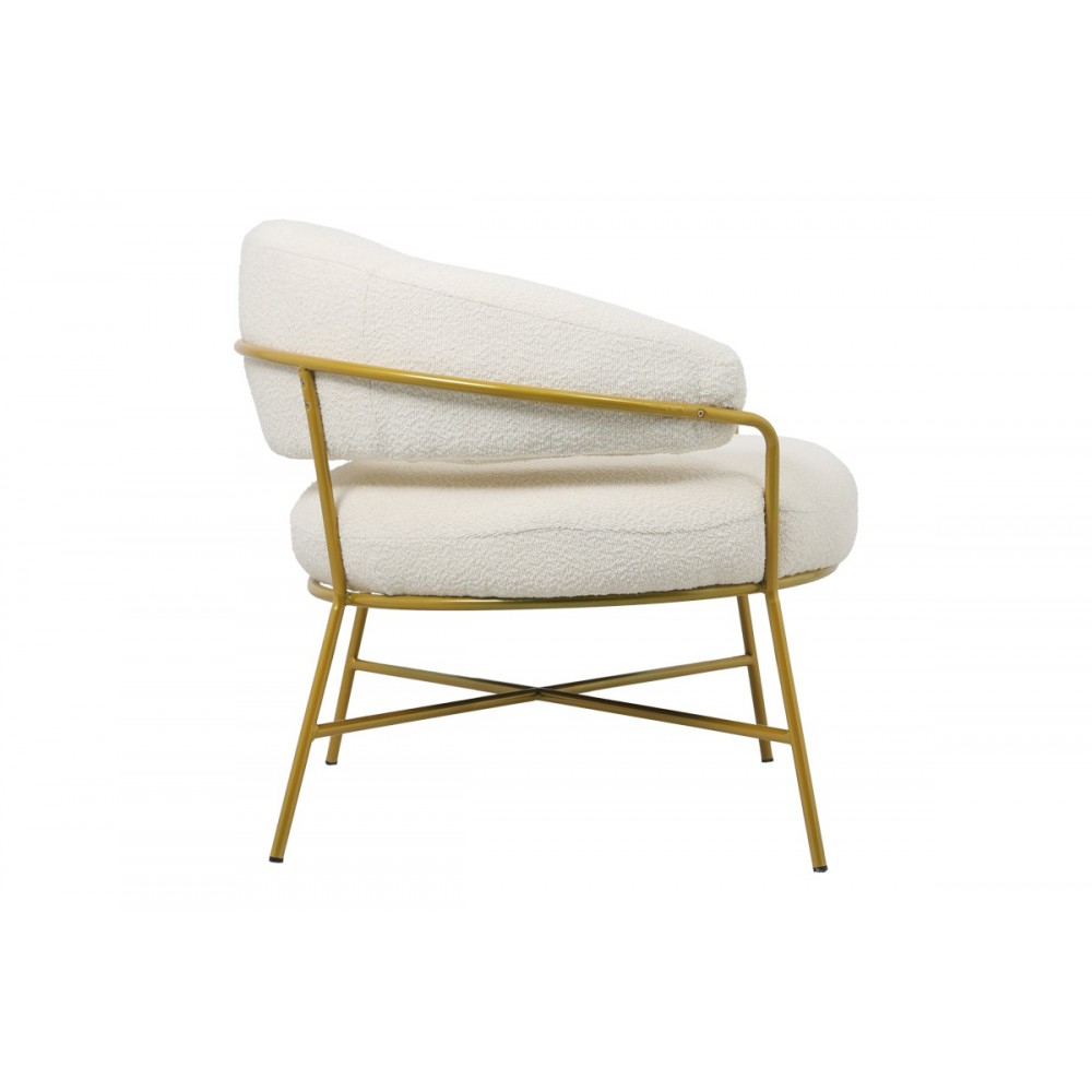 Πολυθρόνα "MALU" από μέταλλο/ύφασμα σε χρυσό/κρεμ χρώμα 84x79x76
