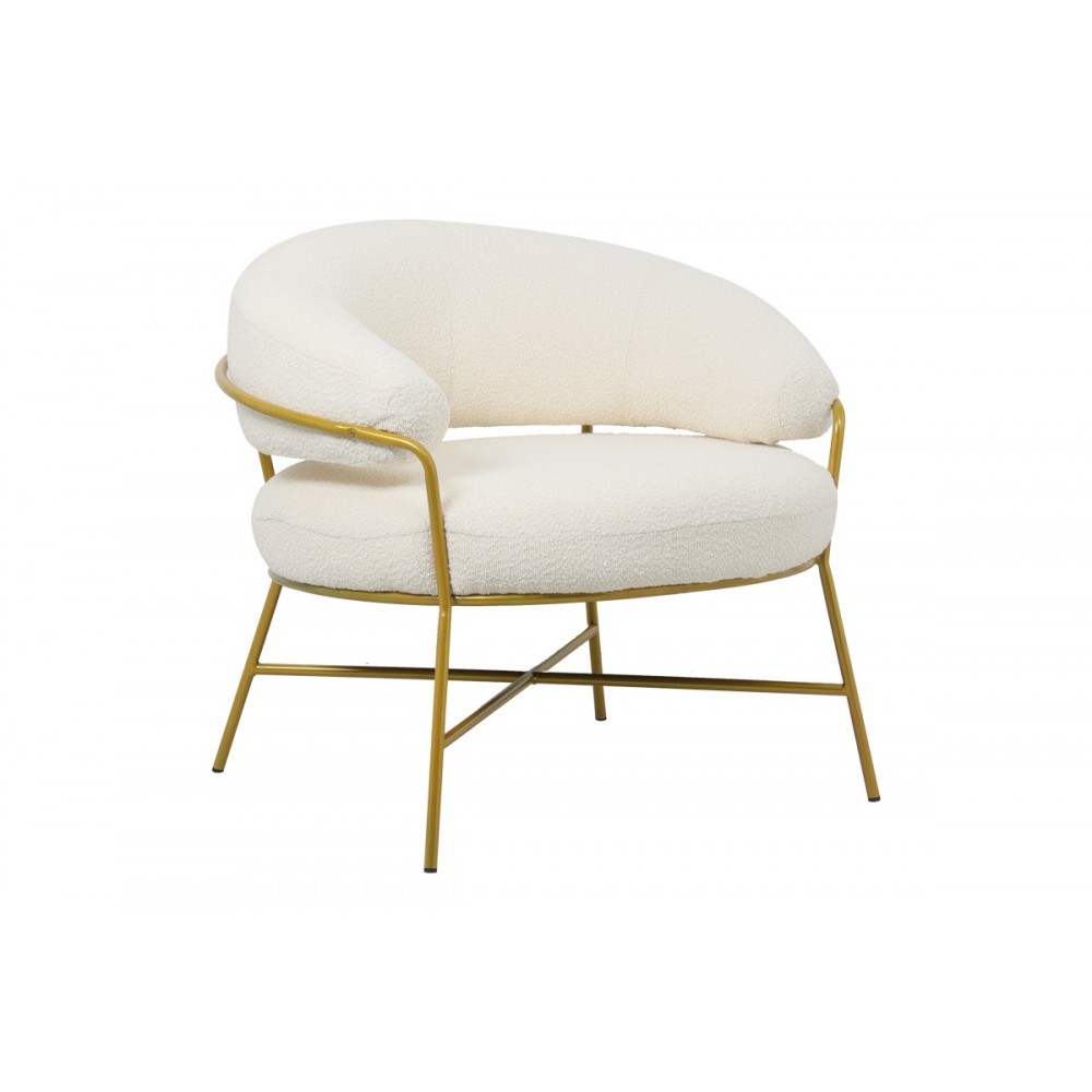 Πολυθρόνα "MALU" από μέταλλο/ύφασμα σε χρυσό/κρεμ χρώμα 84x79x76
