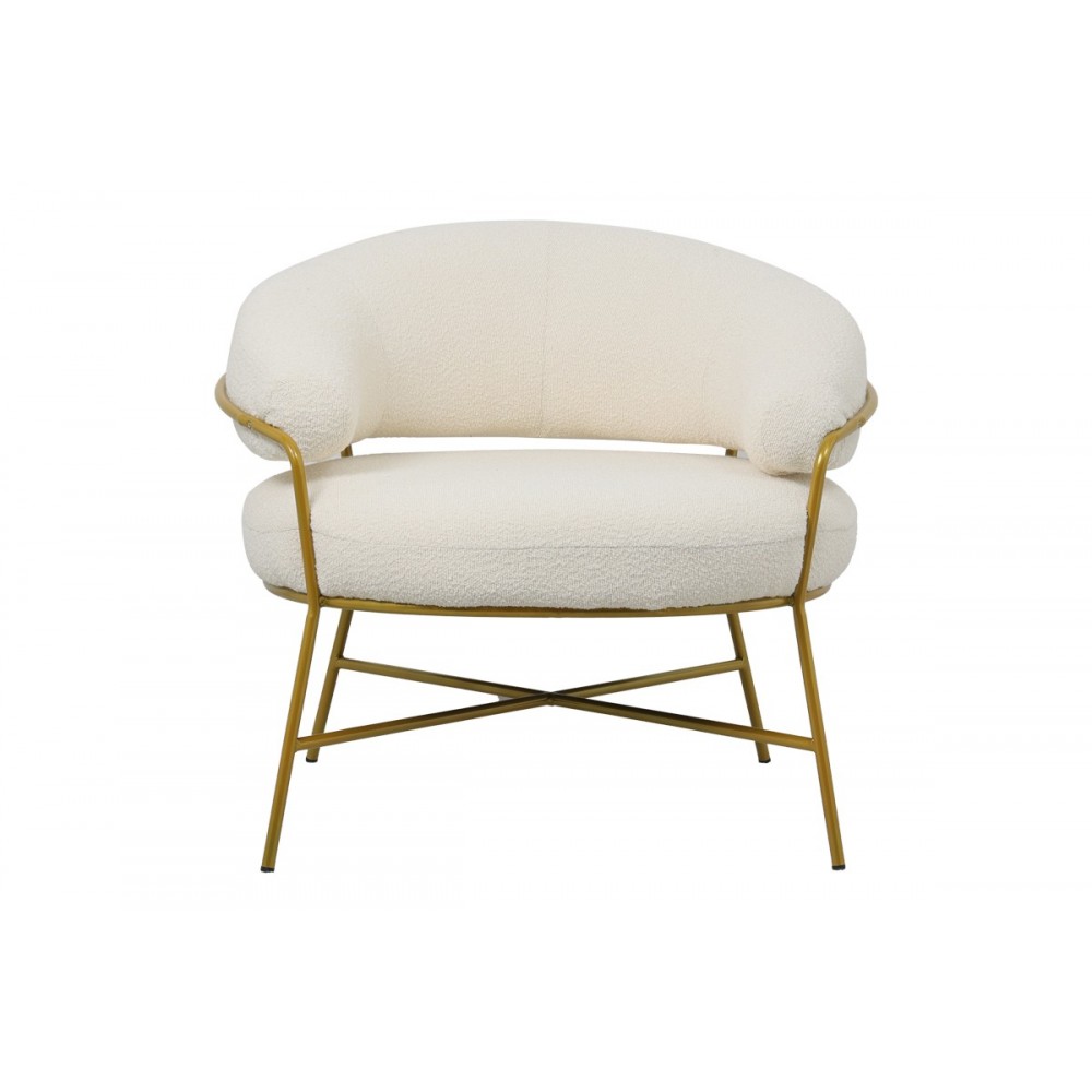Πολυθρόνα "MALU" από μέταλλο/ύφασμα σε χρυσό/κρεμ χρώμα 84x79x76