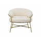 Πολυθρόνα "MALU" από μέταλλο/ύφασμα σε χρυσό/κρεμ χρώμα 84x79x76