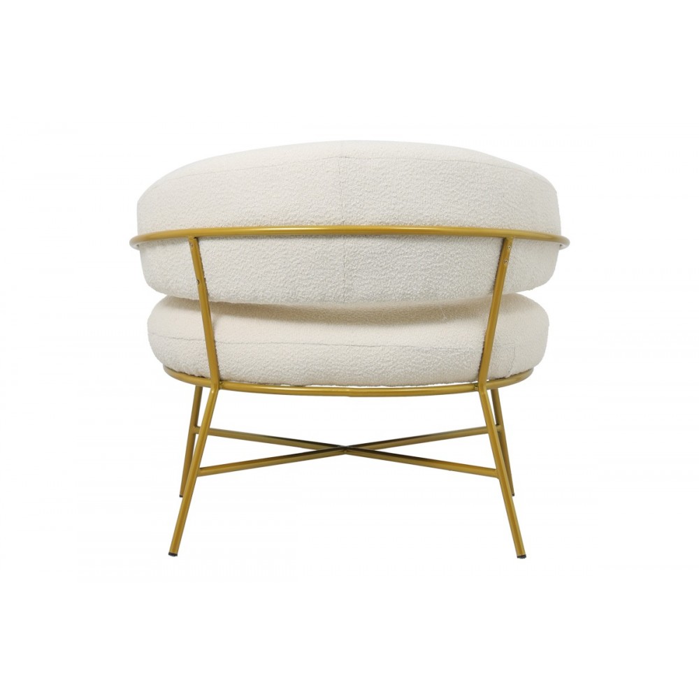 Πολυθρόνα "MALU" από μέταλλο/ύφασμα σε χρυσό/κρεμ χρώμα 84x79x76