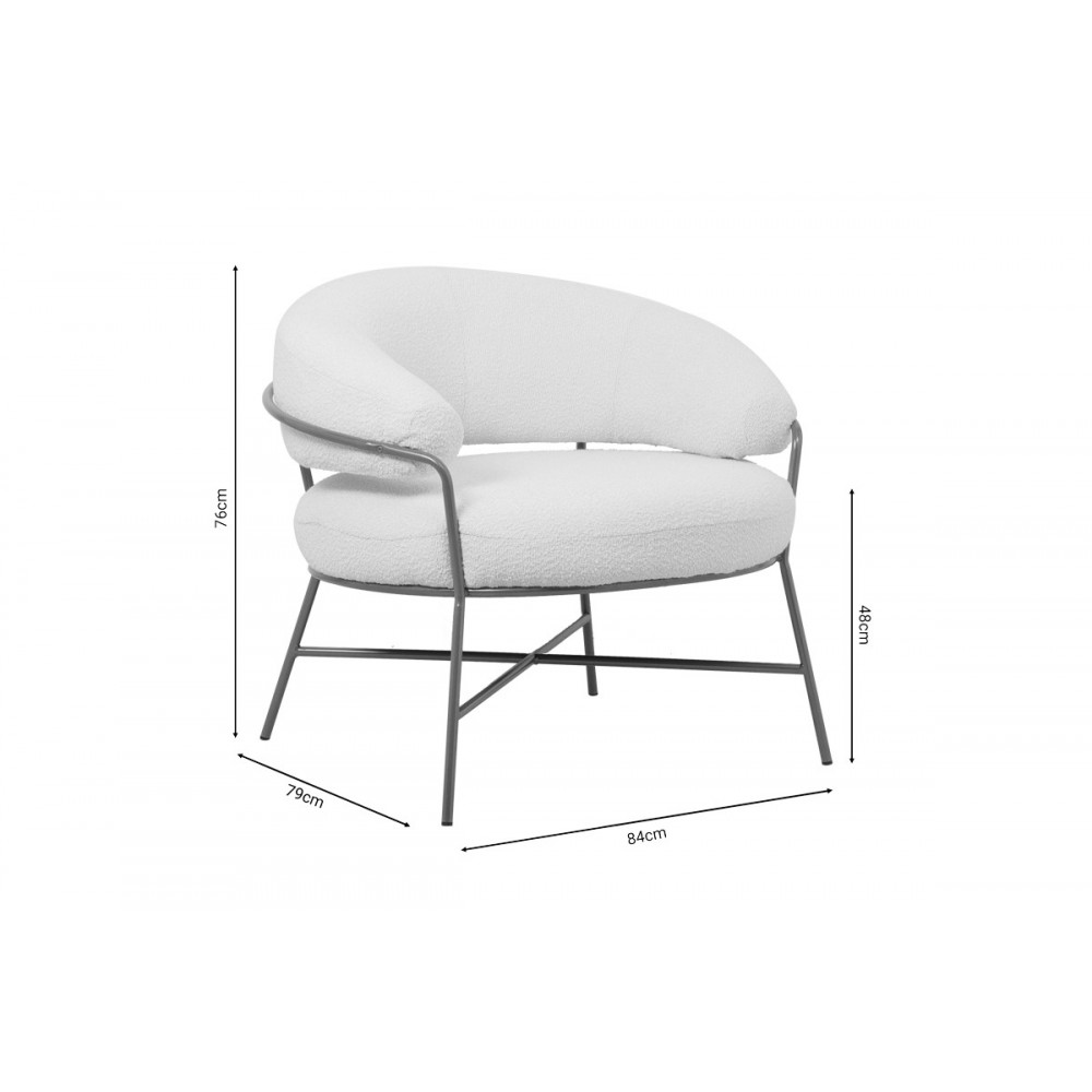 Πολυθρόνα "MALU" από μέταλλο/ύφασμα σε χρυσό/κρεμ χρώμα 84x79x76