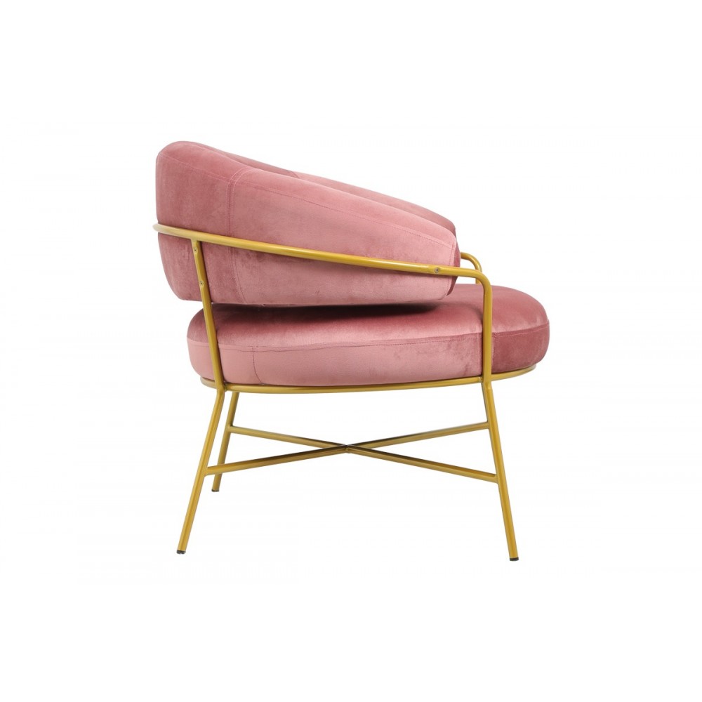 Πολυθρόνα "MALU" από μέταλλο/βελούδο σε χρυσό/σάπιο μήλο χρώμα 84x79x76
