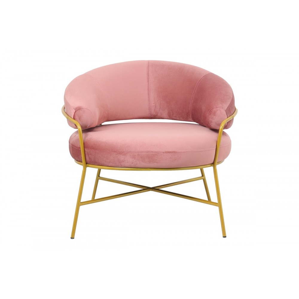 Πολυθρόνα "MALU" από μέταλλο/βελούδο σε χρυσό/σάπιο μήλο χρώμα 84x79x76