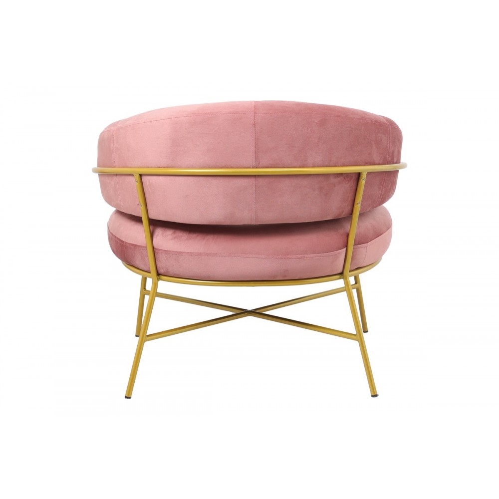 Πολυθρόνα "MALU" από μέταλλο/βελούδο σε χρυσό/σάπιο μήλο χρώμα 84x79x76
