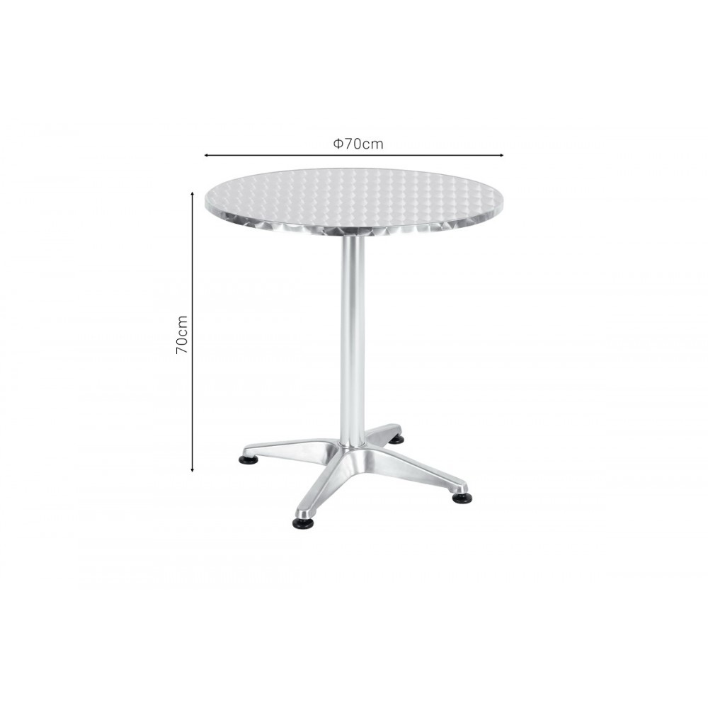 Τραπέζι "LAZO" από αλουμίνιο σε χρώμα χρωμίου Φ70x70