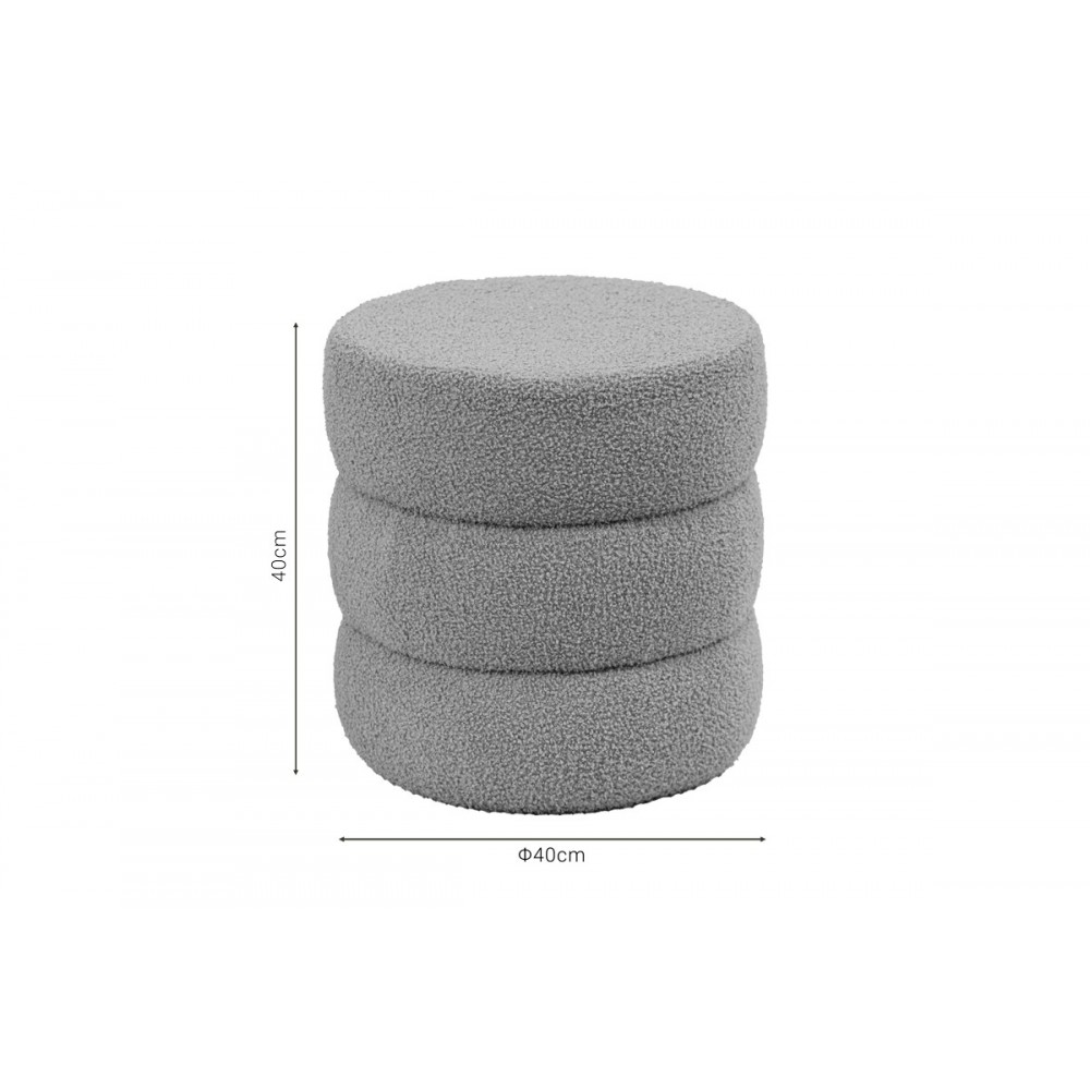 Σκαμπό πουφ "KIOTO" από μπουκλέ ύφασμα σε καφέ χρώμα Φ40x40