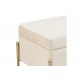 Σκαμπό-μπαούλο "PANTON" από βελούδο/μέταλλο σε κρεμ/χρυσό χρώμα 40x40x36,5
