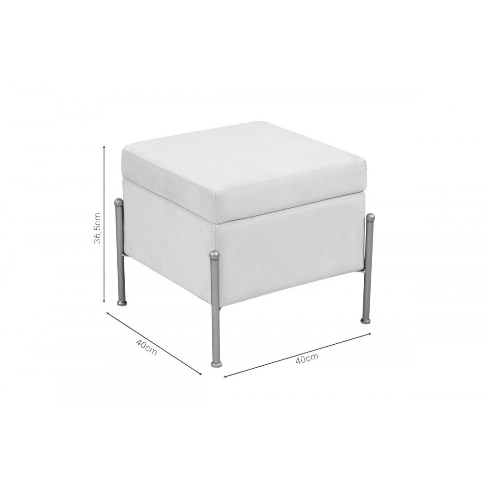 Σκαμπό-μπαούλο "PANTON" από βελούδο/μέταλλο σε κρεμ/χρυσό χρώμα 40x40x36,5