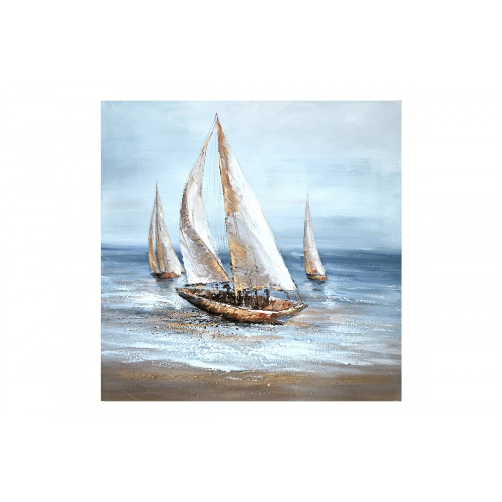 Πίνακας "SAILER" σε καμβά σε γαλάζιο χρώμα 100x3x100