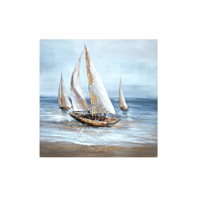 Πίνακας "SAILER" σε καμβά σε γαλάζιο χρώμα 100x3x100