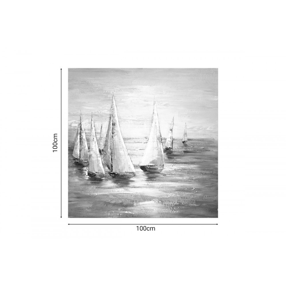 Πίνακας "SAILER I" σε καμβά σε μπεζ χρώμα 100x3x100