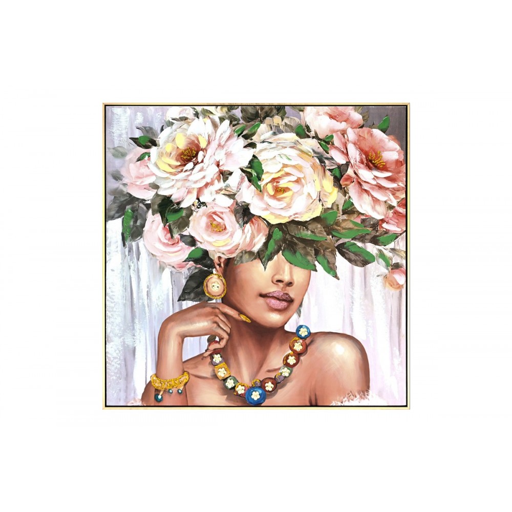 Πίνακας "FLOWERGIRL" σε καμβά πολύχρωμος 82x4.5x82