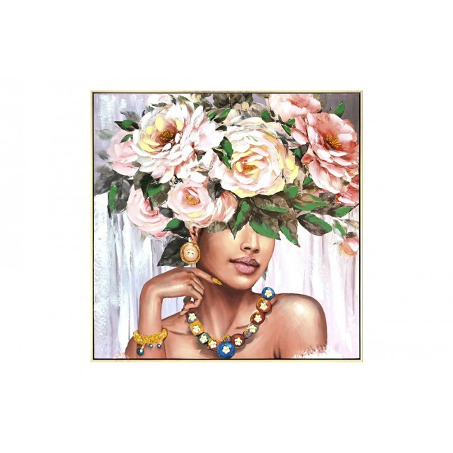 Πίνακας "FLOWERGIRL" σε καμβά πολύχρωμος 82x4.5x82