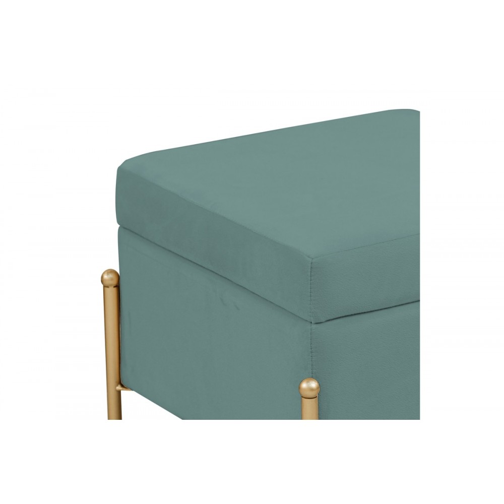 Σκαμπό-μπαούλο "PANTON" από βελούδο/μέταλλο σε πράσινο/χρυσό χρώμα 40x40x36,5