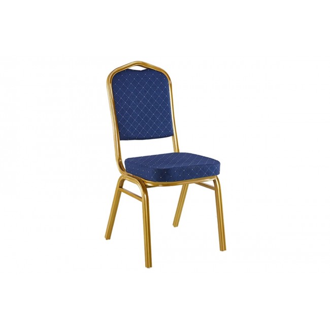 Καρέκλα συνεδρίου "HILTON" από ύφασμα/μέταλλο σε μπλε/χρυσό χρώμα 40x42x92