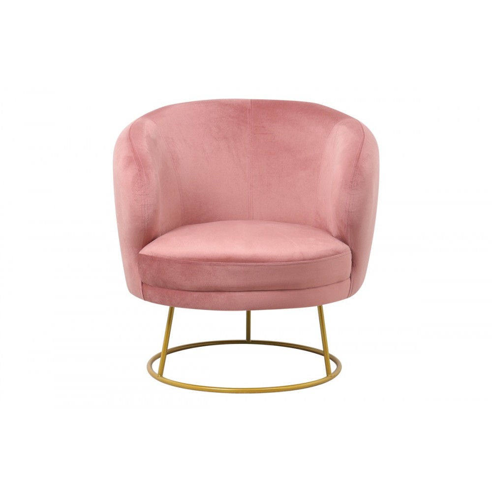 Πολυθρόνα "RONY" από βελούδο/μέταλλο σε σάπιο μήλο/χρυσό χρώμα 78x75x82