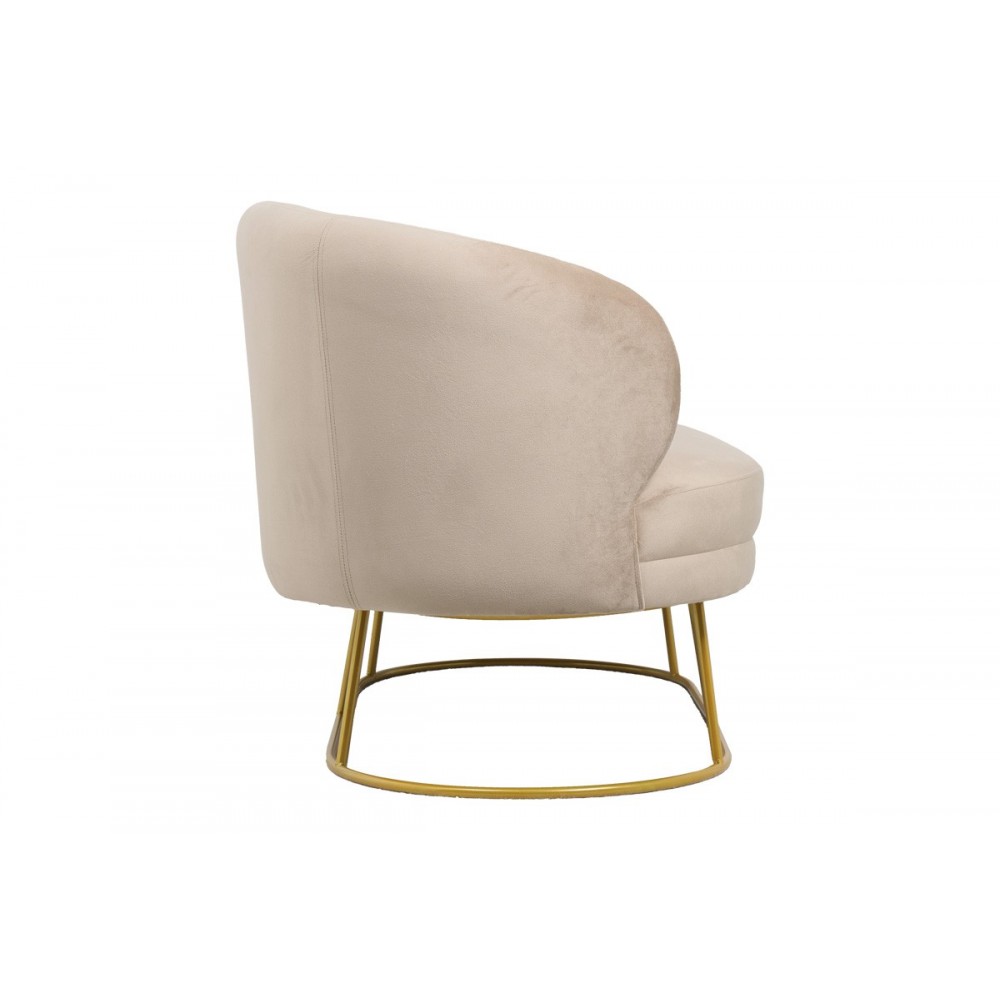 Καναπές διθέσιος "RONY" από βελούδο/μέταλλο σε μπεζ/χρυσό χρώμα 135x75x85