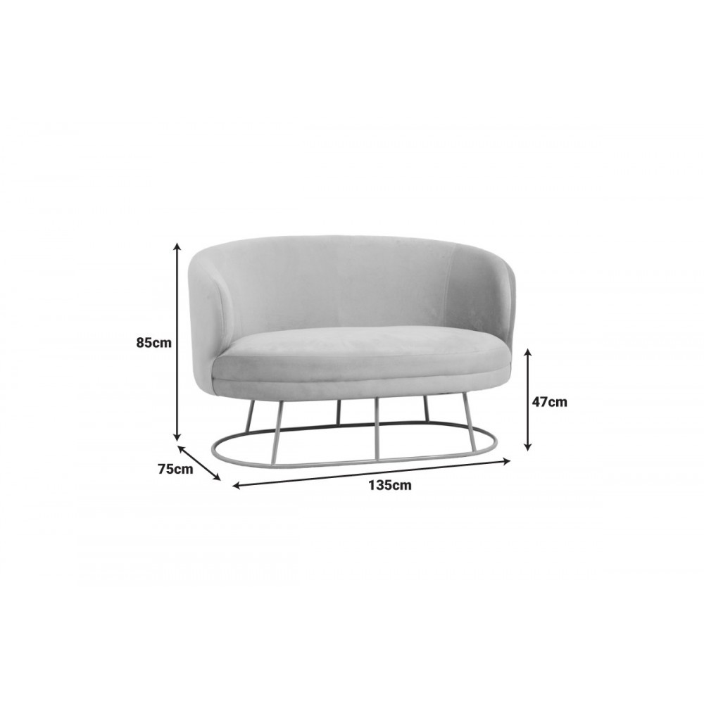 Καναπές διθέσιος "RONY" από βελούδο/μέταλλο σε μπεζ/χρυσό χρώμα 135x75x85