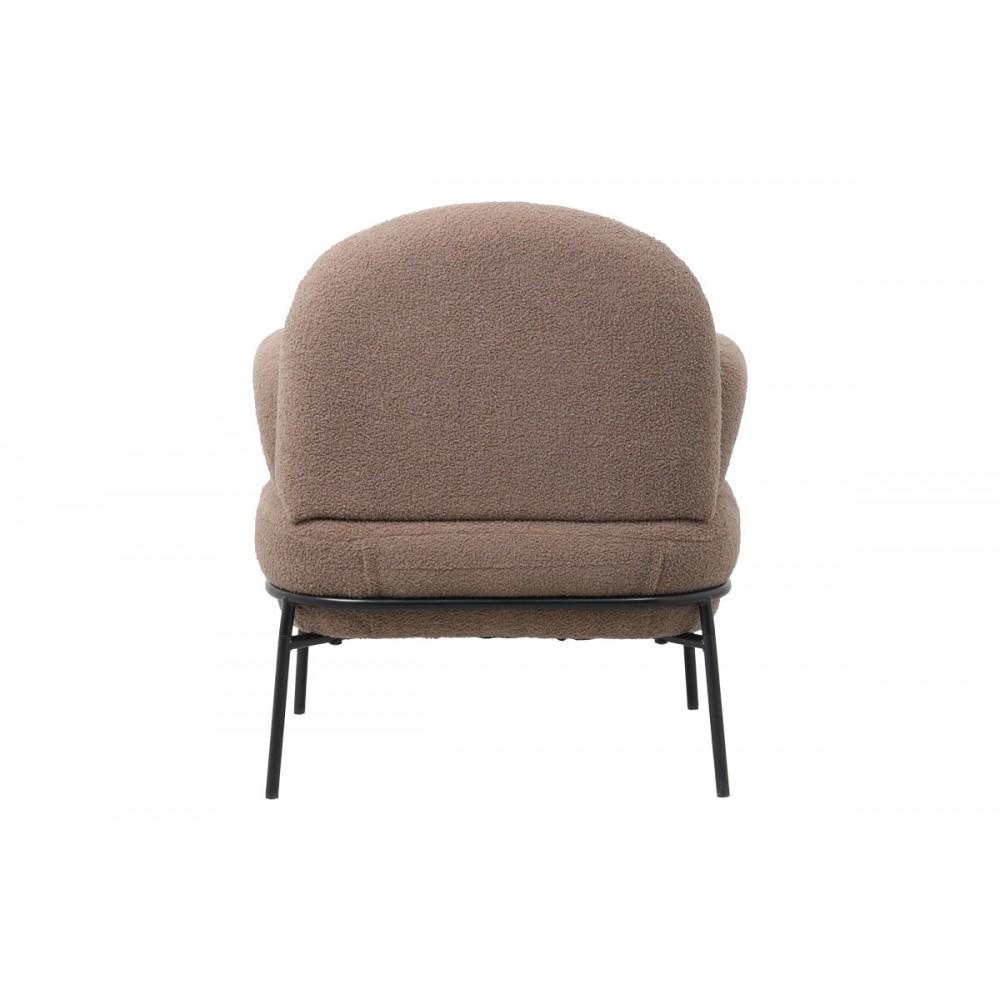 Πολυθρόνα "JAYCOB" από μπουκλέ ύφασμα/μέταλλο σε καφέ/μαύρο χρώμα 74x71x83